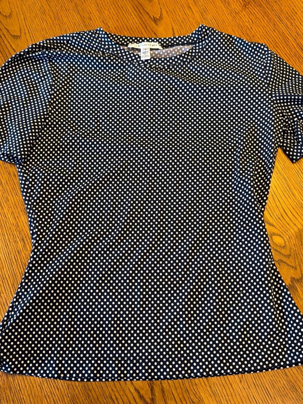 St John Black and White Polka Dot Short Sleeve Top